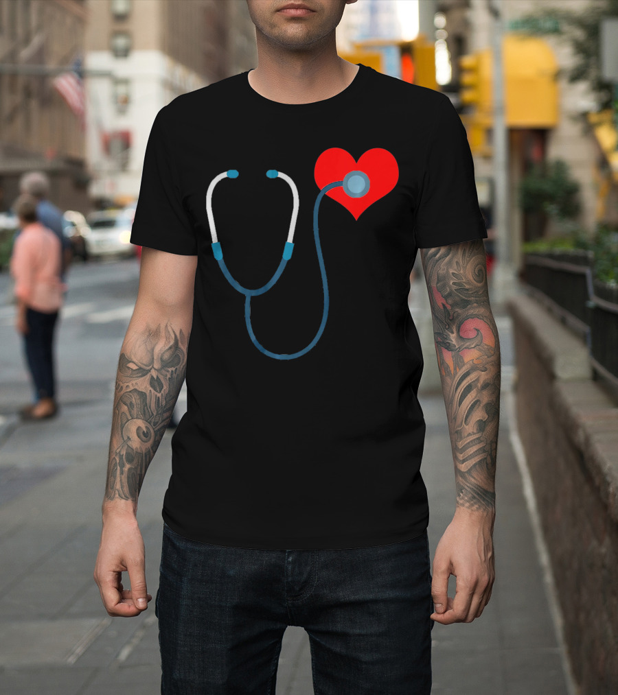 Nurse Valentine's Day Heart Stethoscope T-Shirt