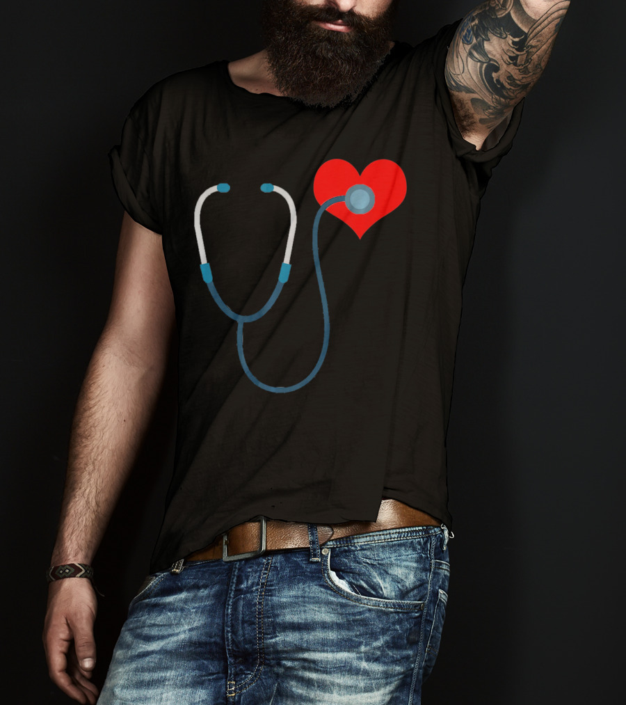 Nurse Valentine's Day Heart Stethoscope T-Shirt