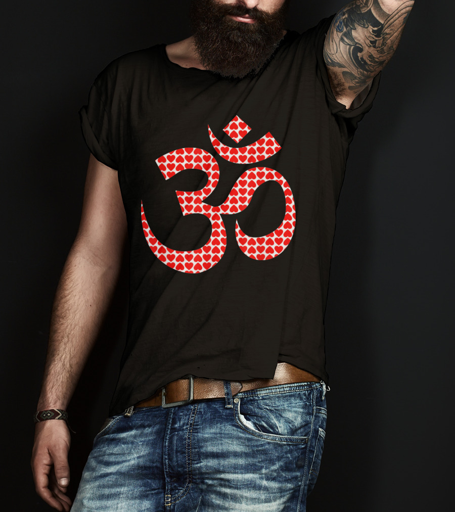 Om Heart Pattern Symbol Yoga T-Shirt
