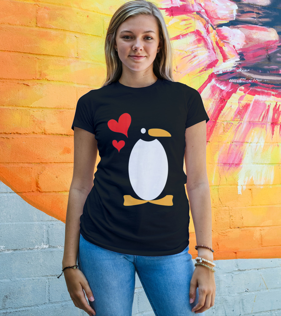 Penguin With Red Hearts T-Shirt