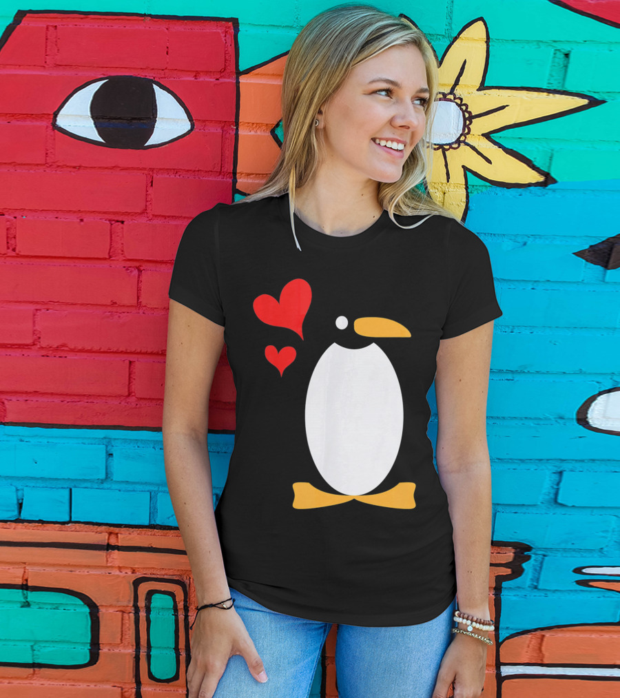 Penguin With Red Hearts T-Shirt