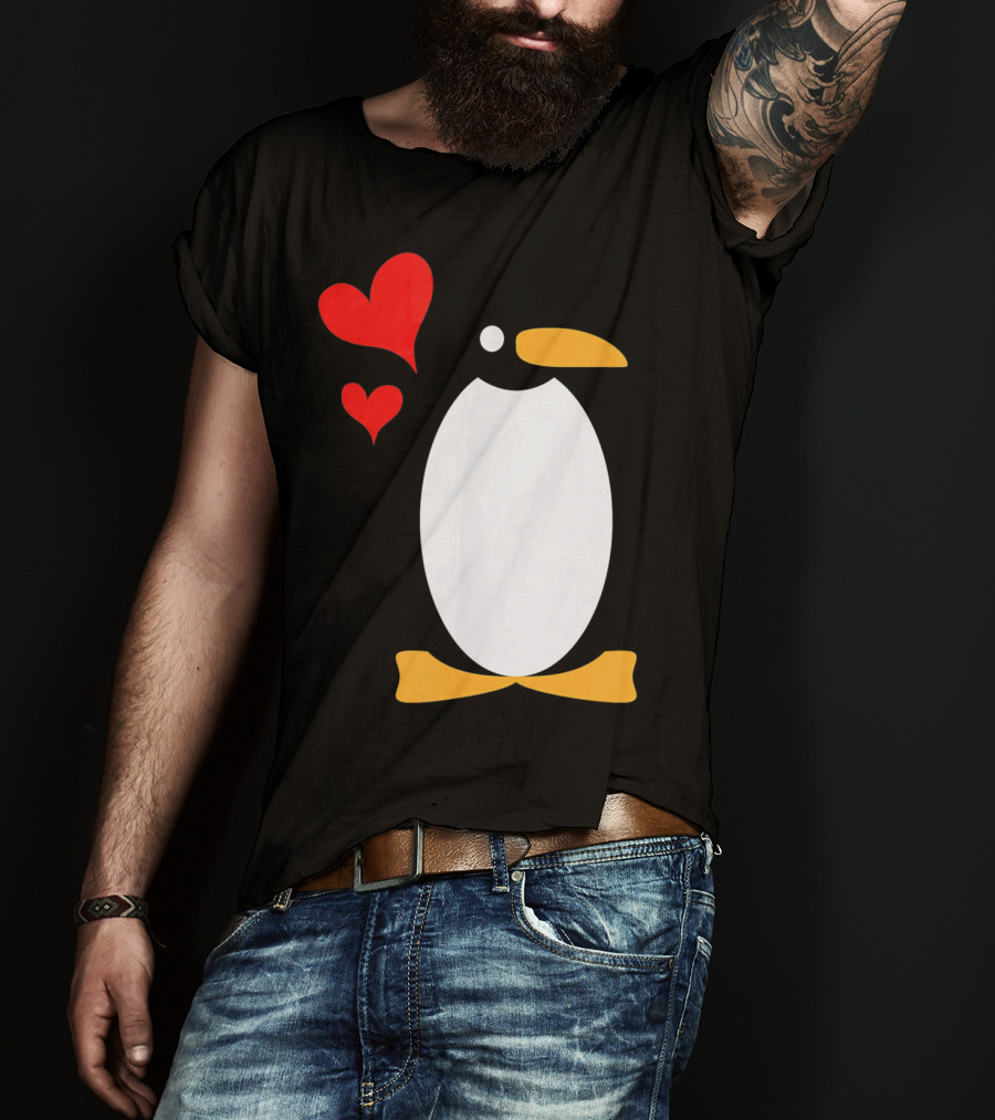 Penguin With Red Hearts T-Shirt