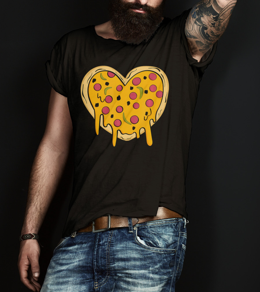 Pepperoni Pizza Heart Valentine's Day T-Shirt