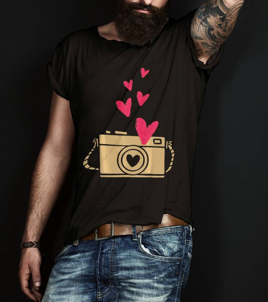 Love Camera Hearts Valentine's Day Photographers T-Shirt