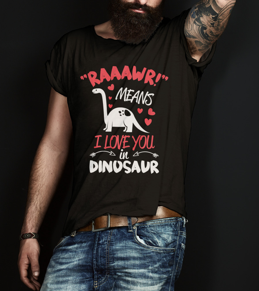 Raawr Means I Love You In Dinosaur Valentine T-Shirt