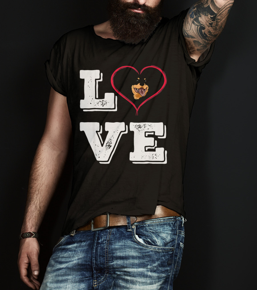 LOVE Rottweiler Lover Dog Heart Face T-Shirt