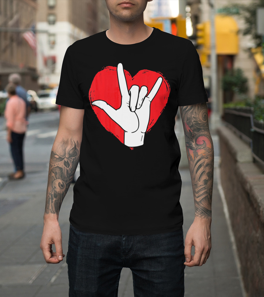 Sign Language I Love You ASL Heart Valentine's Gesture T-Shirt
