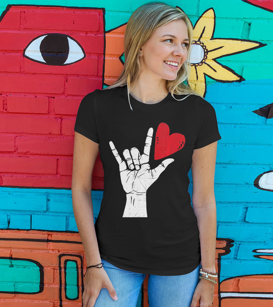 Sign Language I Love You Valentine Heart T-Shirt