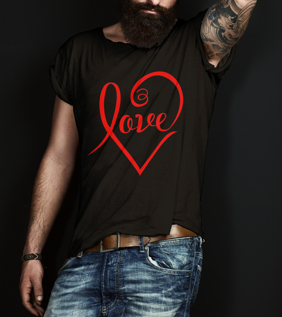 Stylish Heart Shape Love Valentine's Day T-Shirt