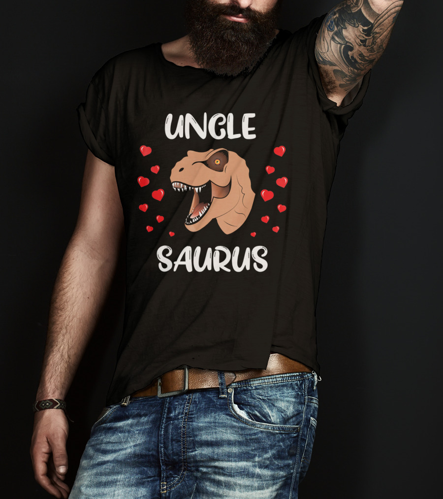 Uncle Saurus Valentine's Dinosaur With Hearts T-Shirt