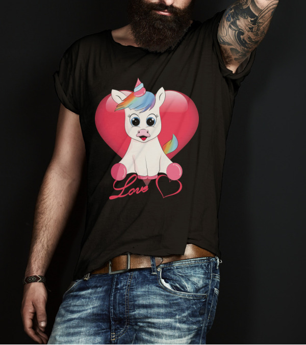 Love Unicorn Heart Valentines Day T-Shirt