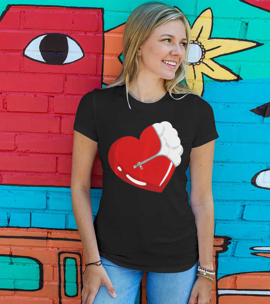 Lacrosse Ball Heart With Zipper Valentines T-Shirt