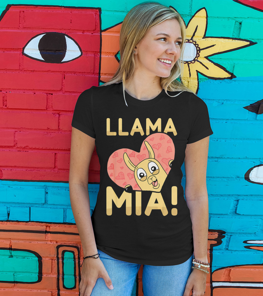 Llama Mia Love Heart Valentine's Day T-Shirt