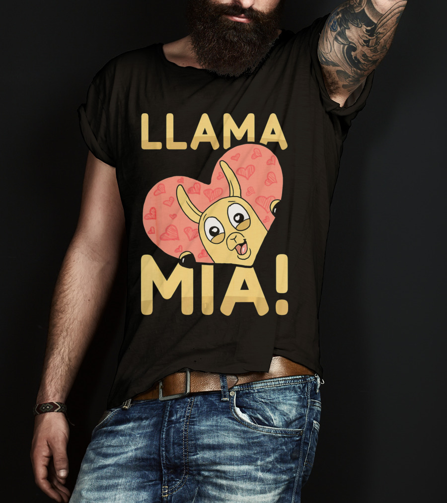 Llama Mia Love Heart Valentine's Day T-Shirt