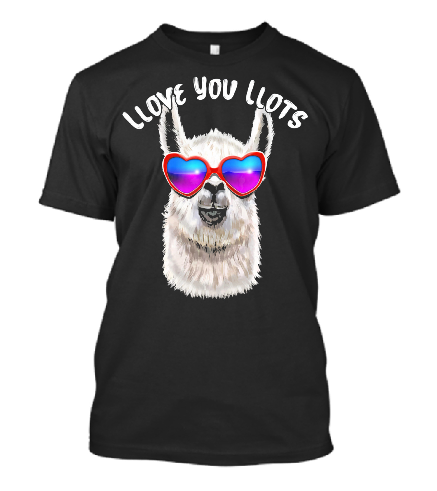 Llove You Llots Llama With Heart Sunglasses Valentines Day T-Shirt