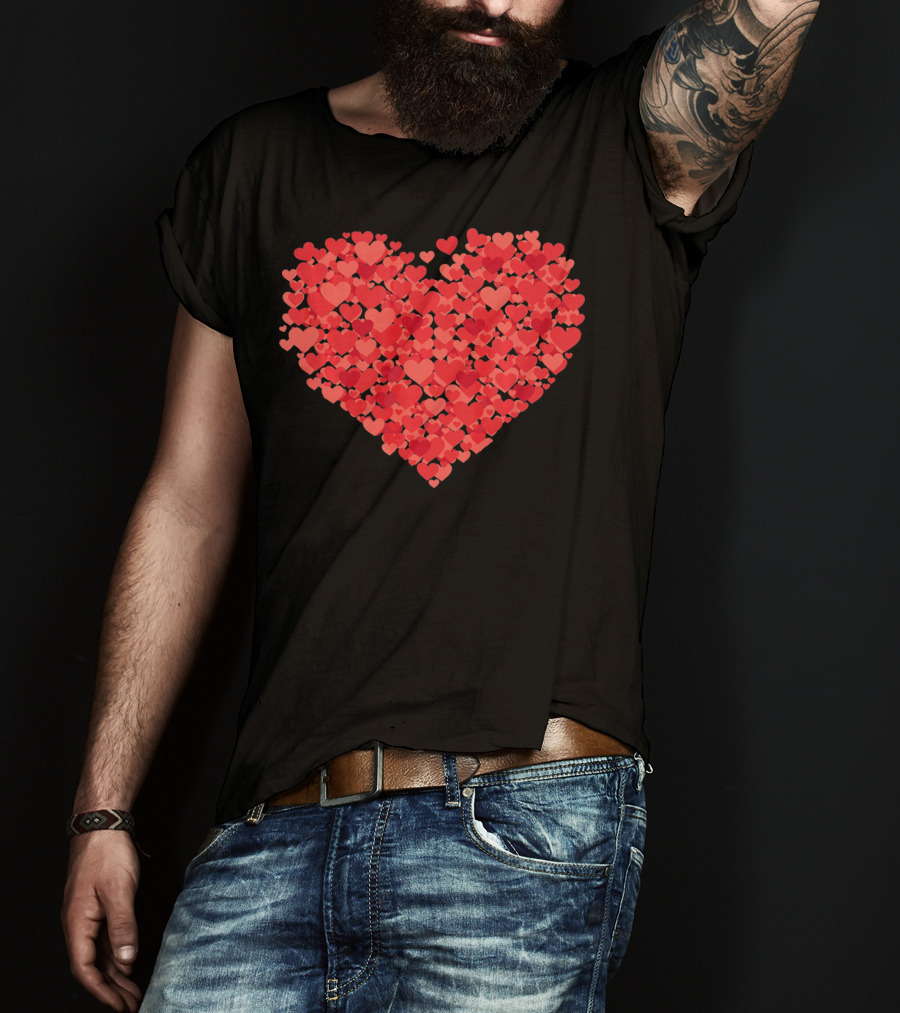 Lots Of Hearts Valentine's Day Heart In Many Shades Of Red T-Shirt
