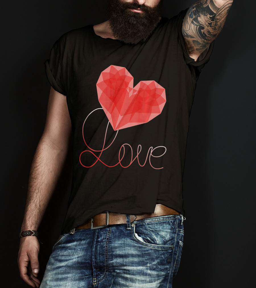 Love Heart Valentin Geometric T-Shirt