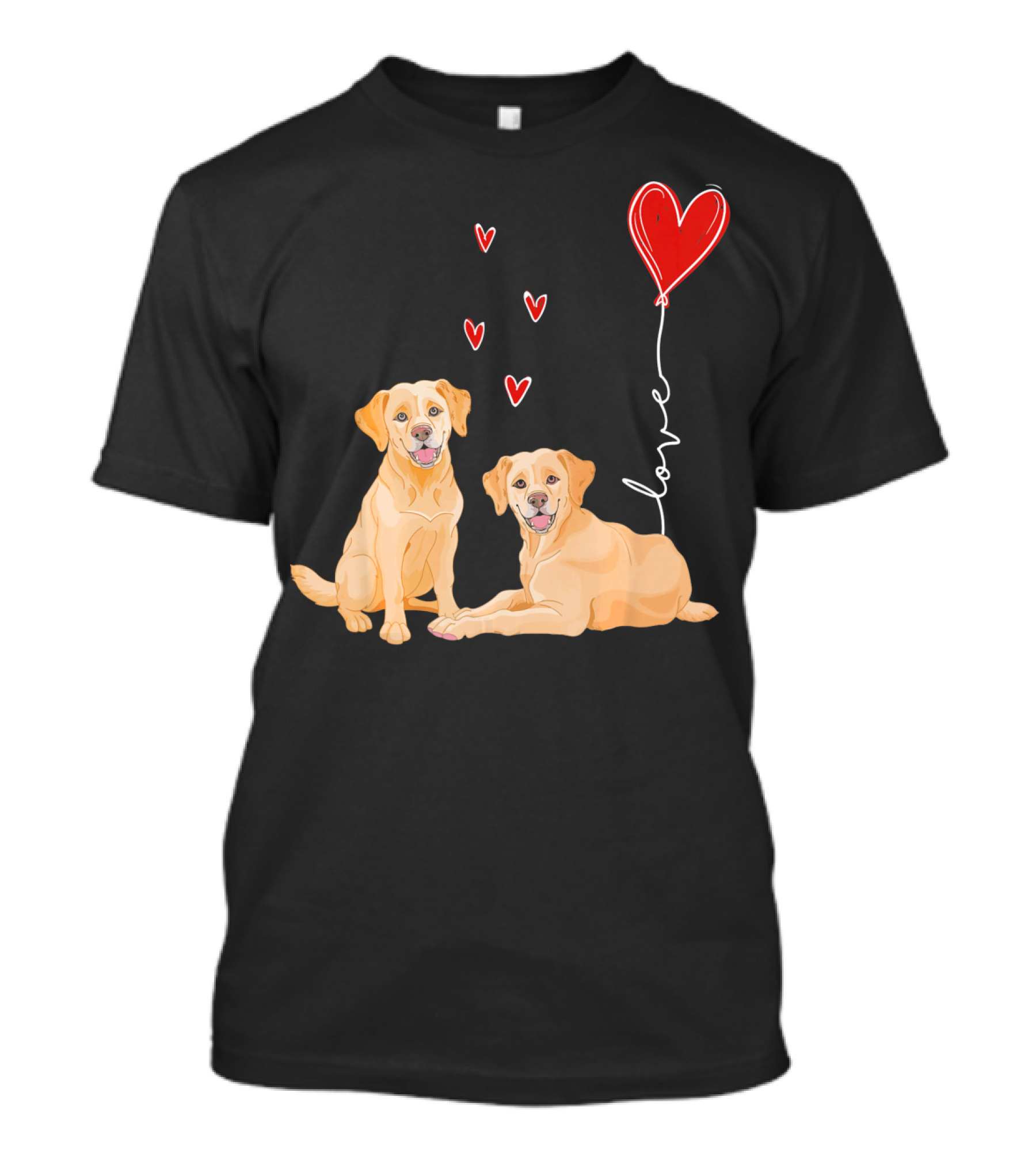Love Red Heart Balloon Labrador Couple T-Shirt