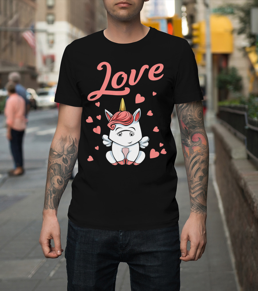 Love Unicorn Funny Valentines Day Hearts T-Shirt