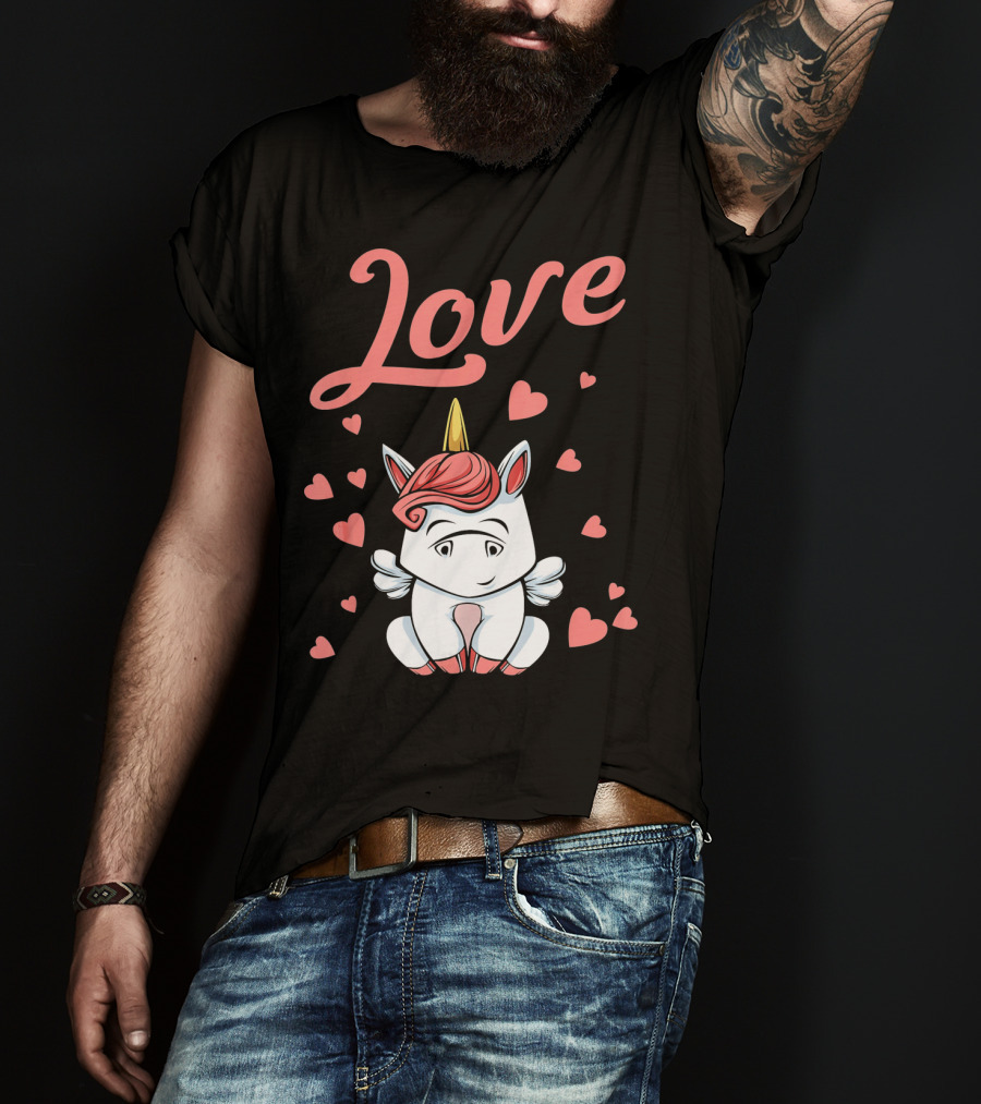 Love Unicorn Funny Valentines Day Hearts T-Shirt