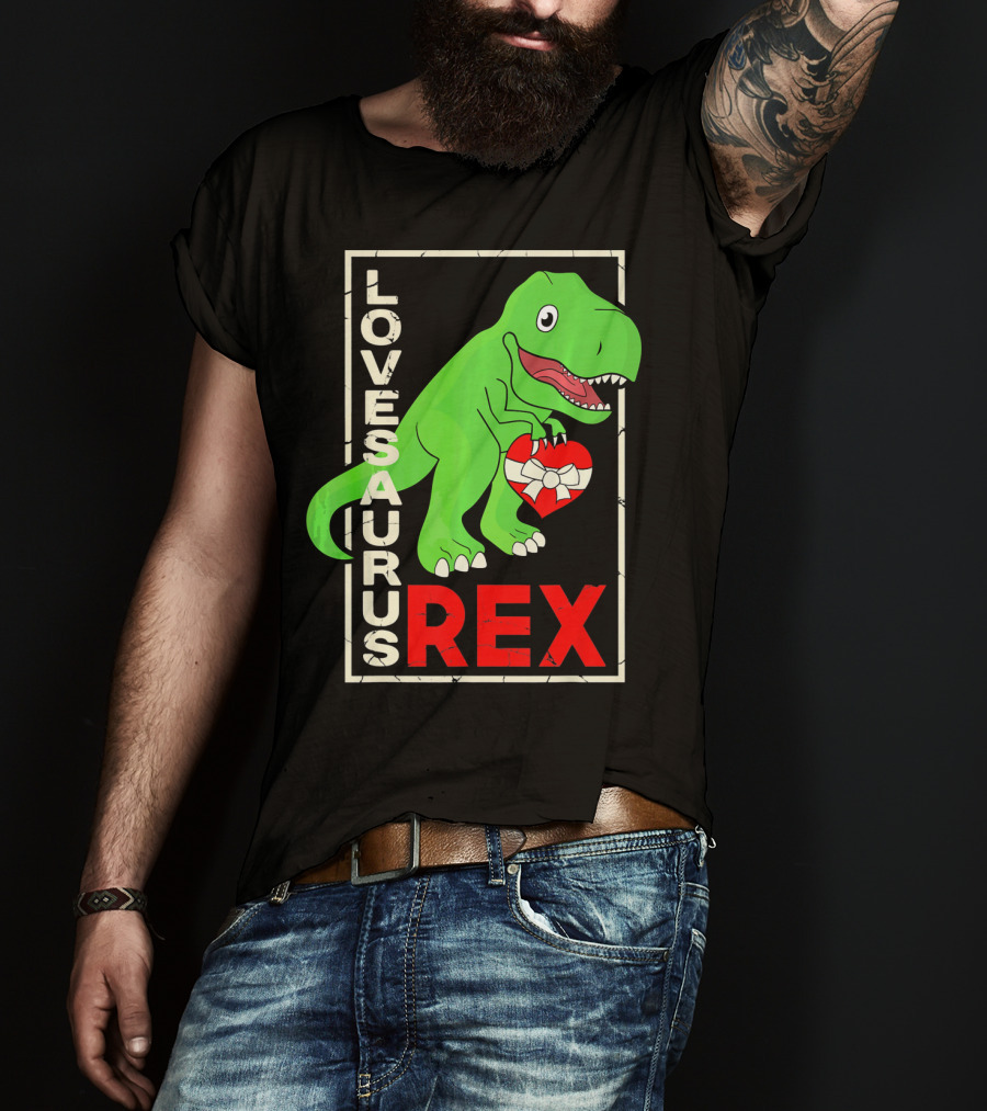 Lovesaurus Rex Dinosaur Valentin Holding Heart T-Shirt