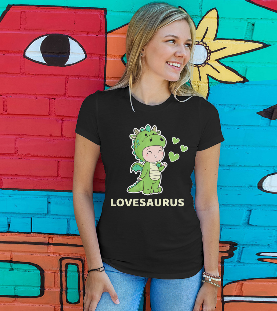 LOVESAURUS Valentine Dinosaur Hearts T-Shirt