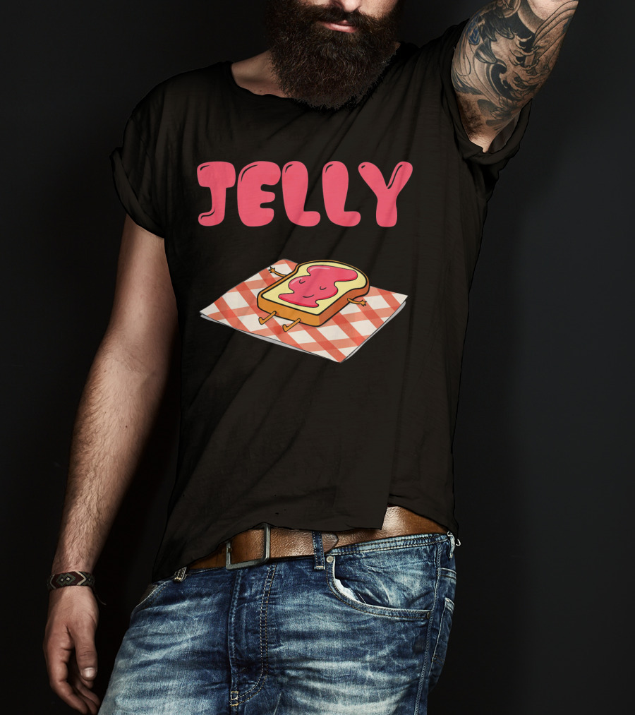 Jelly Sleeping On Toast With Red And White Checkered Blanket T-Shirt