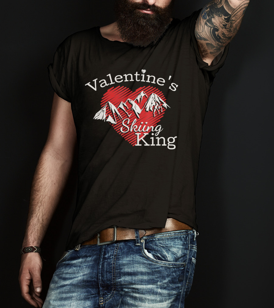 Valentine's Skiing King Across The Mountain T-Shirt