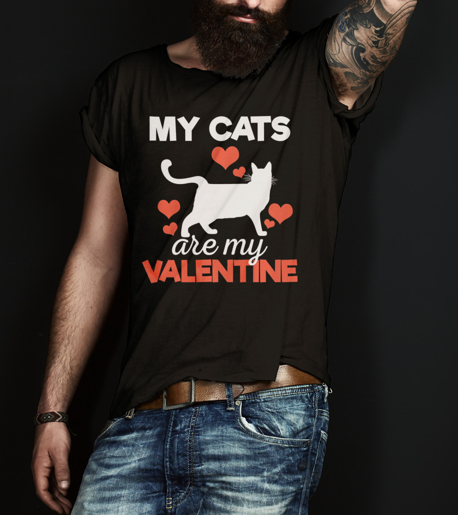 My Cats Are My Valentine Cute Kitten Hearts T-Shirt