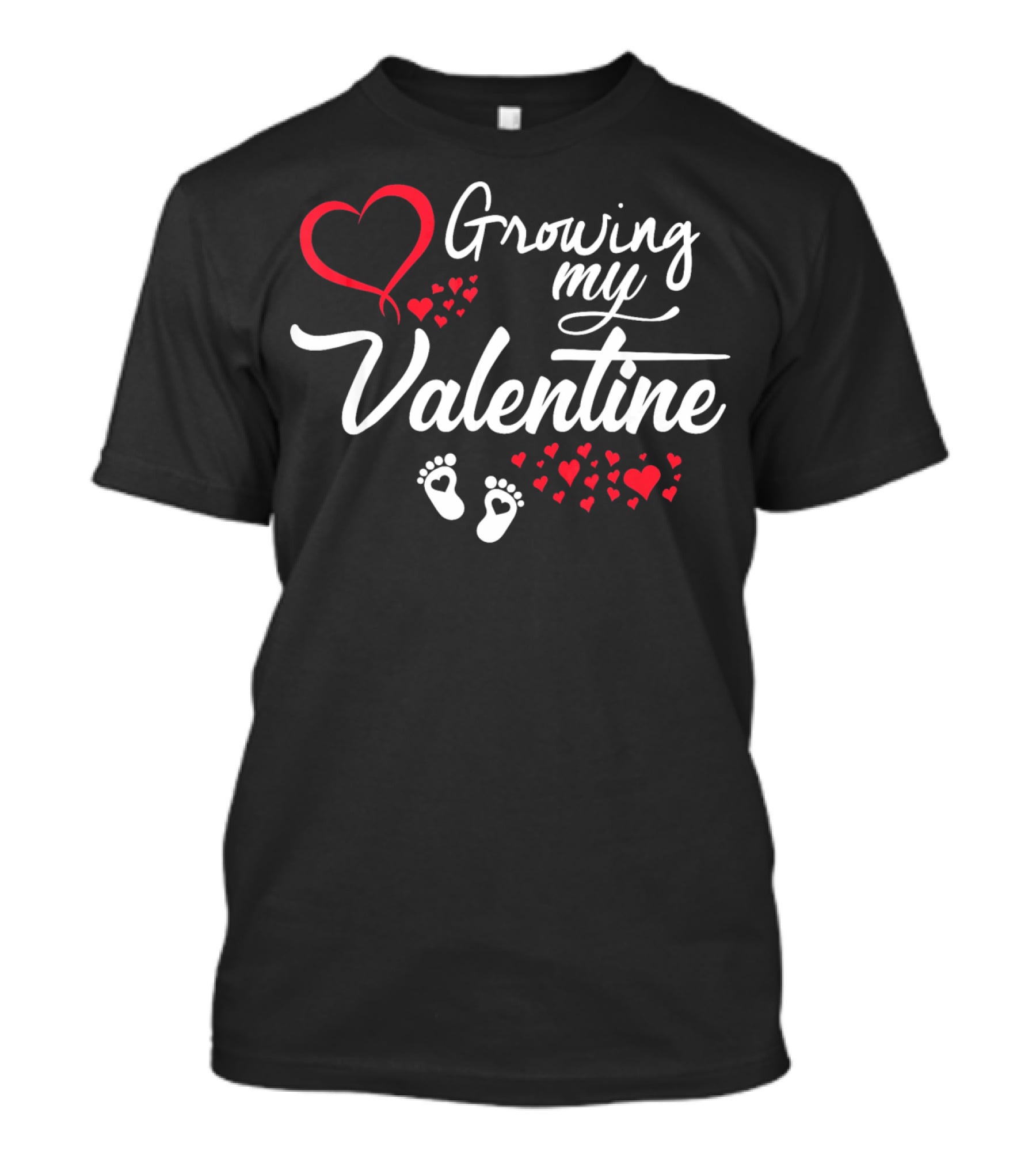 Growing My Valentine Pregnancy Hearts And Footprints T-Shirt