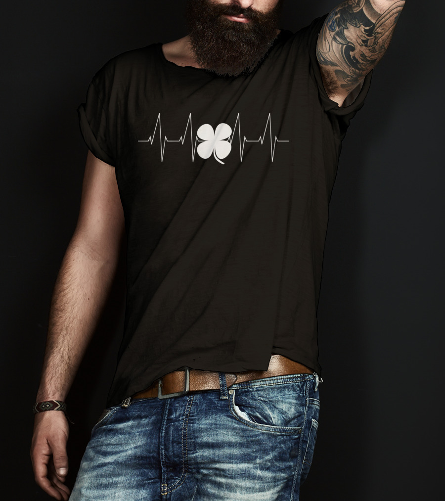 Irish Shamrock Heartbeat Best Apparel Luck T-Shirt