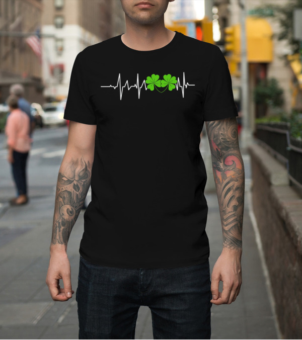 Shirt: St Patricks Shamrocks Heartbeat Monitor T-Shirt St Patricks Shamrocks Heartbeat Monitor T-Shirt