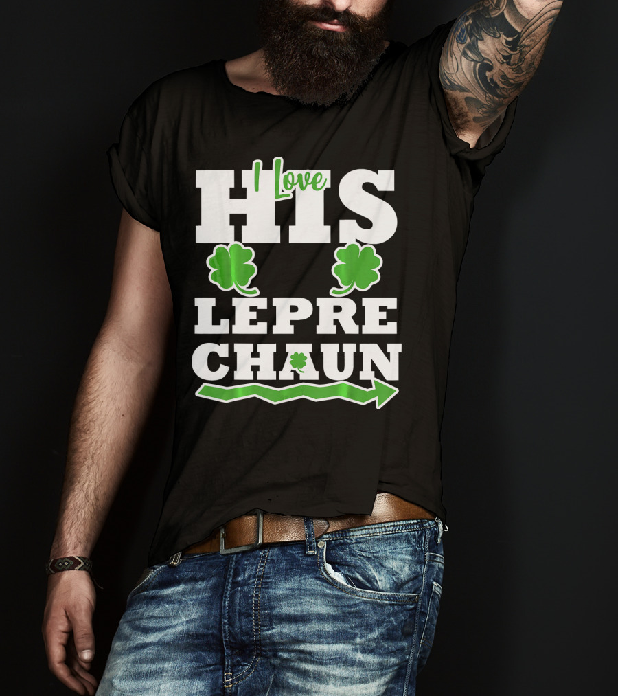 St Patricks Day Couples Love His Leprechaun Shamrock Arrow T-Shirt