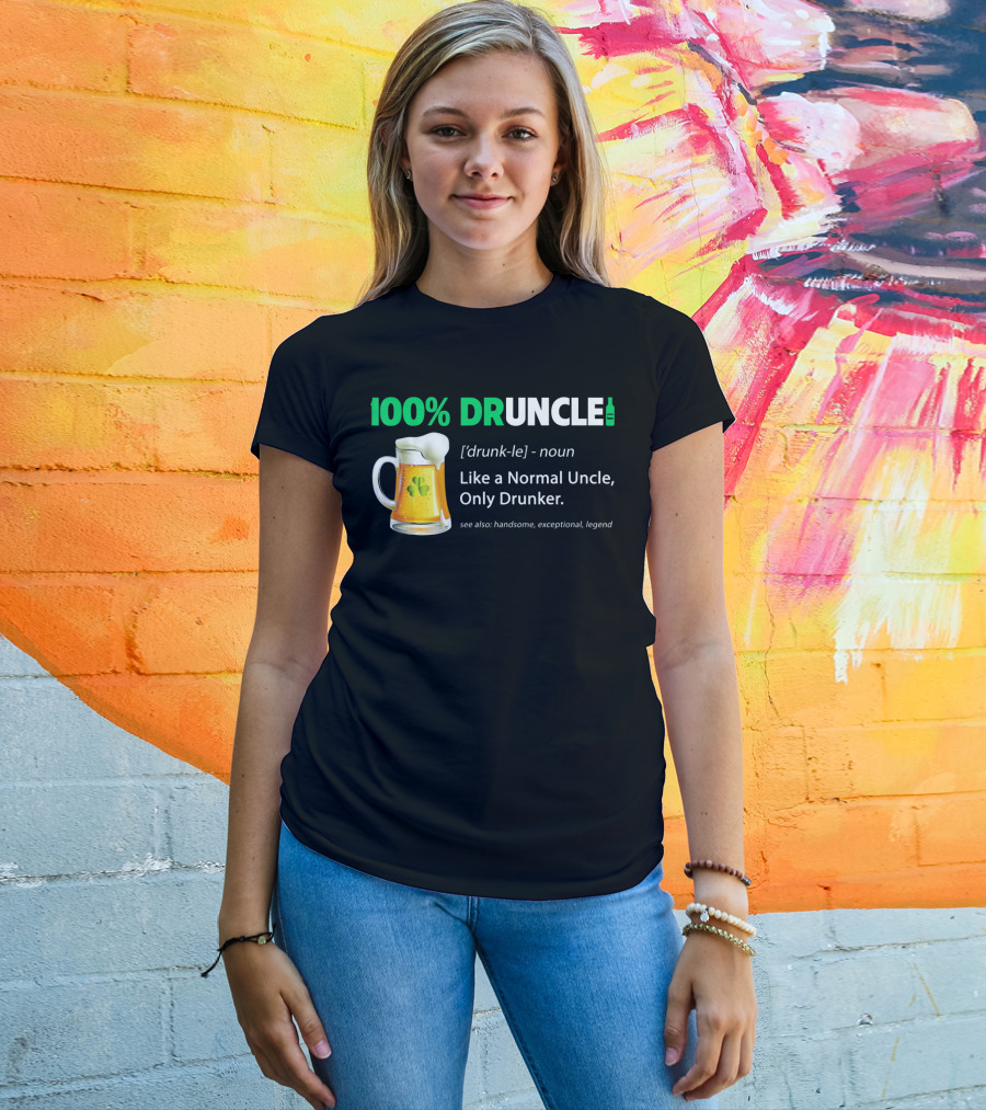 100% Druncle Like A Normal Uncle Only Drunker Saint Patricks Beer Mug Shamrock T-Shirt