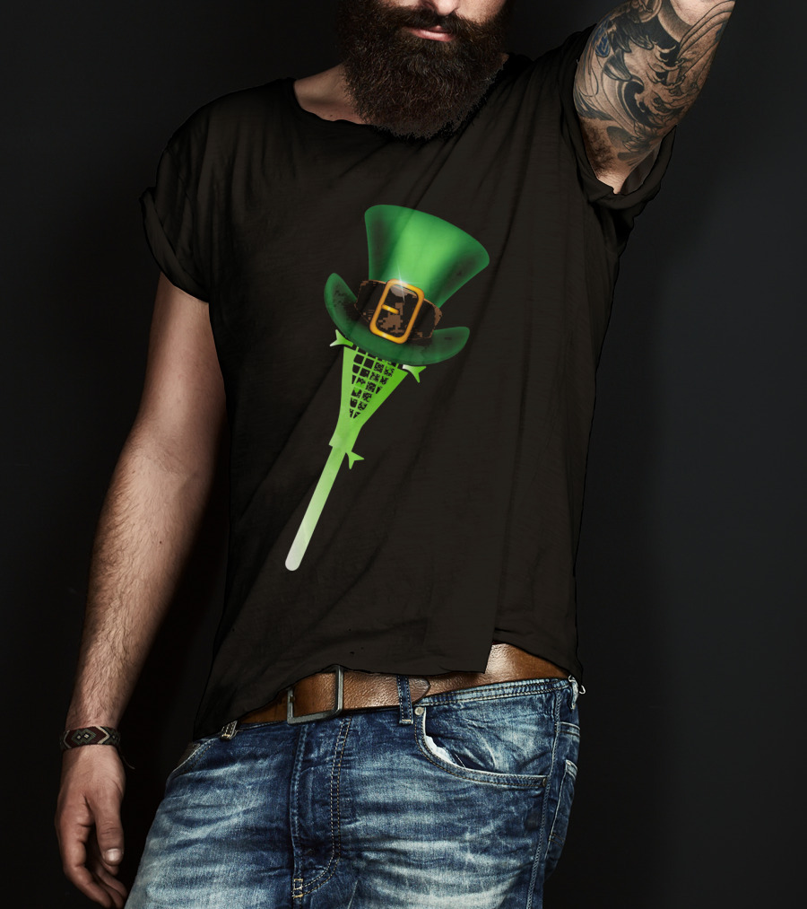 Leprechaun Shamrock Lacrosse Hat St Patricks T-Shirt