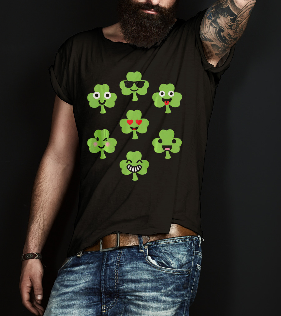 Emoji Shamrock Faces Lucky St. Patrick's Day T-Shirt
