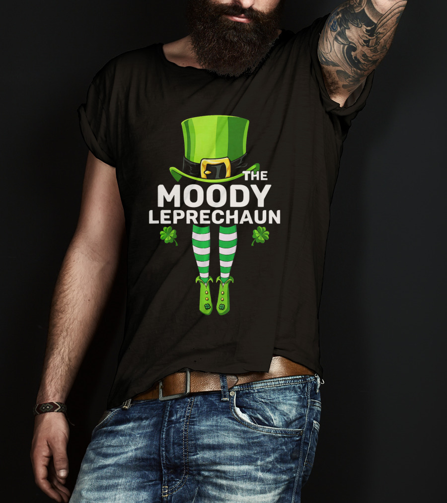 THE MOODY LEPRECHAUN Striped Legs Clover Hat T-Shirt