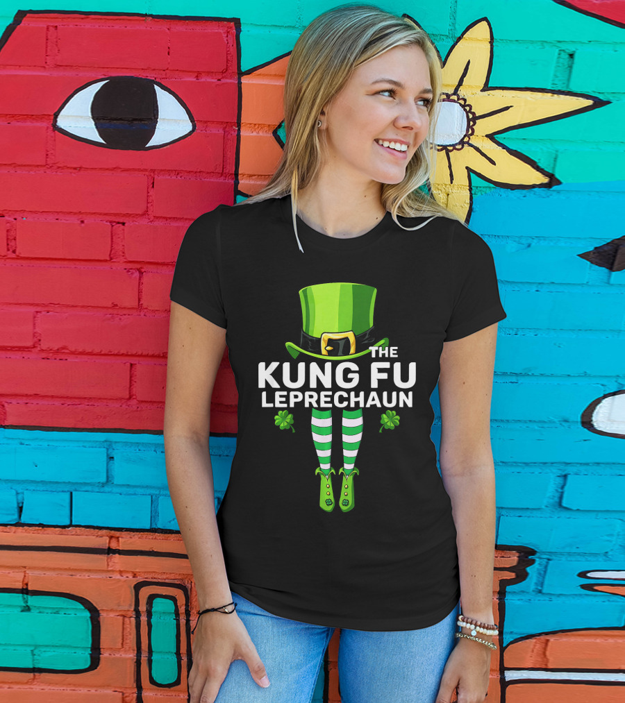 THE KUNG FU LEPRECHAUN Shamrock Legs Hat T-Shirt