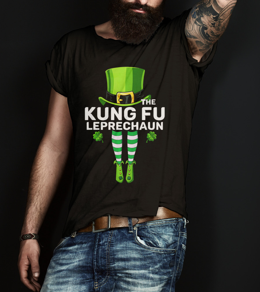 THE KUNG FU LEPRECHAUN Shamrock Legs Hat T-Shirt
