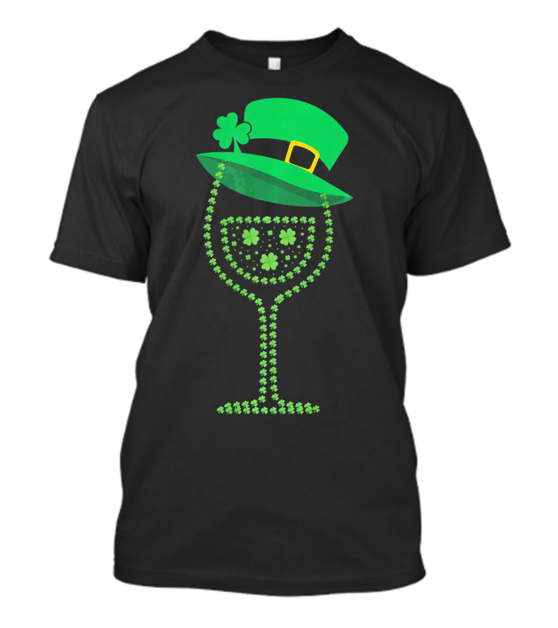 Leprechaun Hat Wine Glass Shamrock St Patrick's Day T-Shirt
