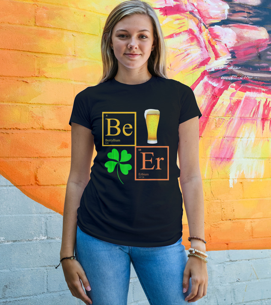 Beer Elements Beryllium Erbium Shamrock Glass T-Shirt