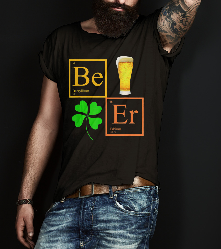 Beer Elements Beryllium Erbium Shamrock Glass T-Shirt