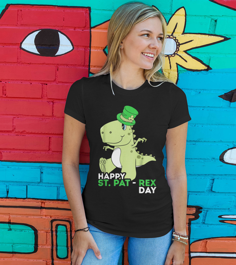 Happy St. Pat Rex Day Kids Girls Boy T-Shirt