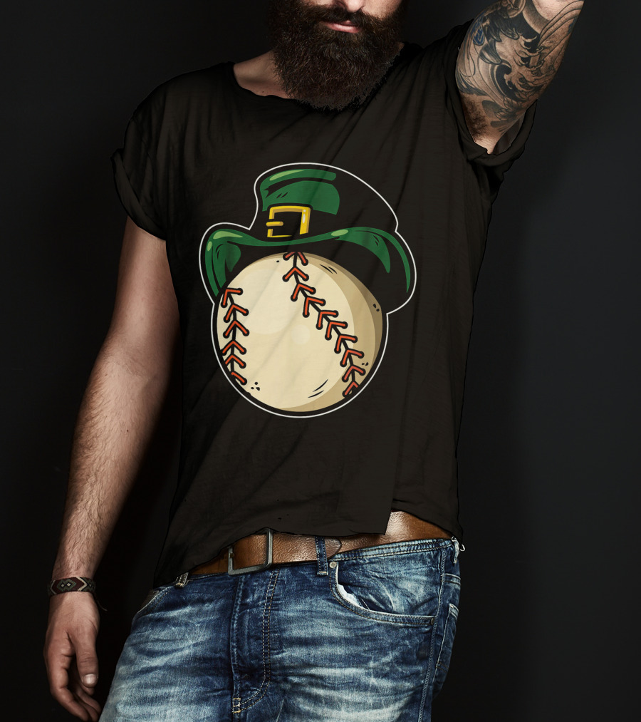 St Patricks Day Baseball With Green Hat Patric T-Shirt