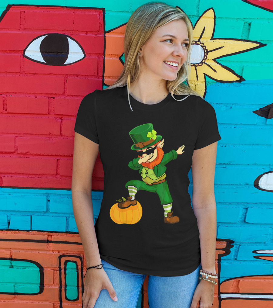 Thanksgiving Leprechaun Dabbing With Pumpkin T-Shirt