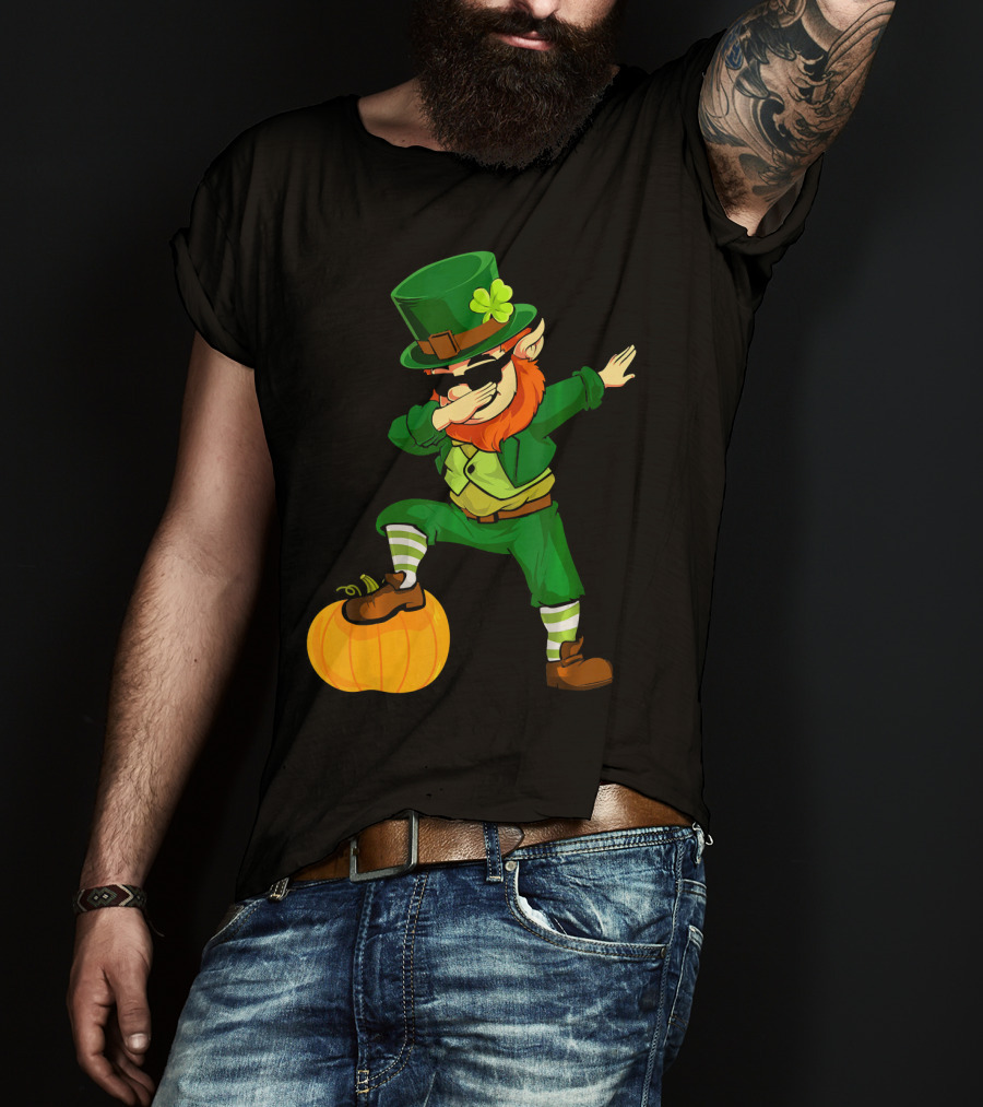 Thanksgiving Leprechaun Dabbing With Pumpkin T-Shirt