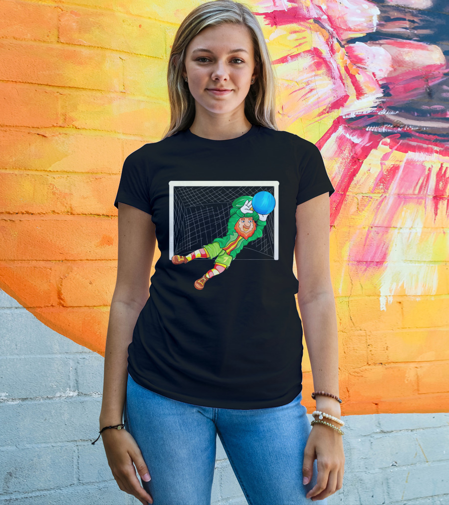 Football Soccer Keeper Leprechaun St Patrick's Goal Save T-Shirt