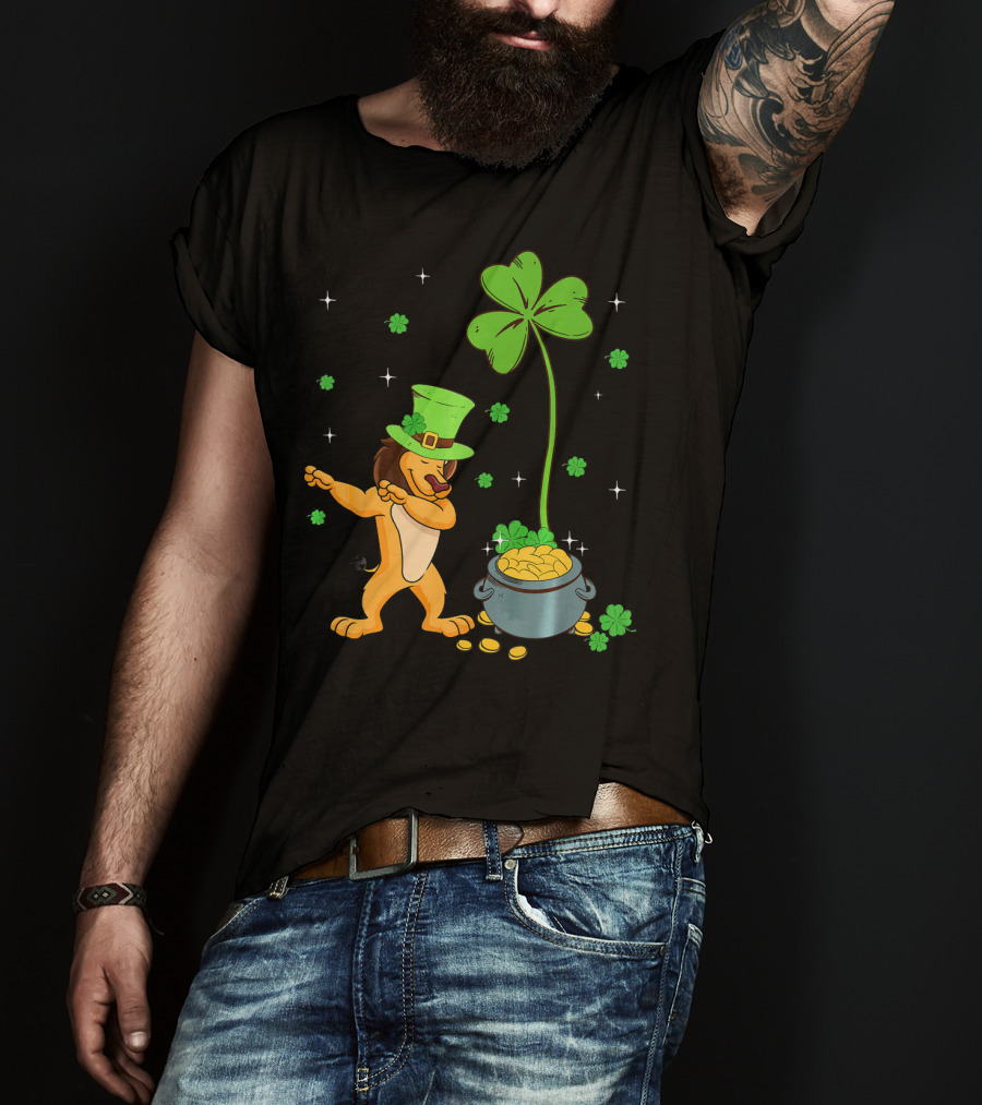 Shamrock Leprechaun Lion Pot Of Gold Clover Dance T-Shirt