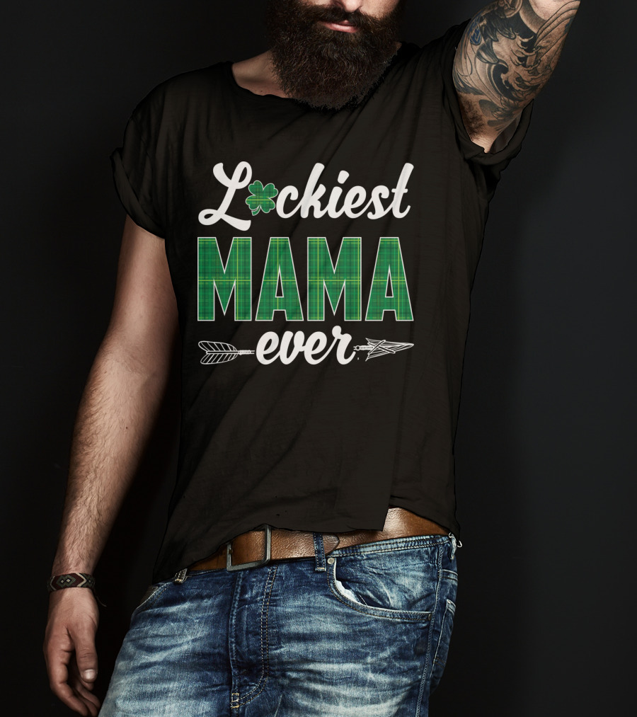 Luckiest MAMA Ever St. Patricks Day Clover Arrow T-Shirt
