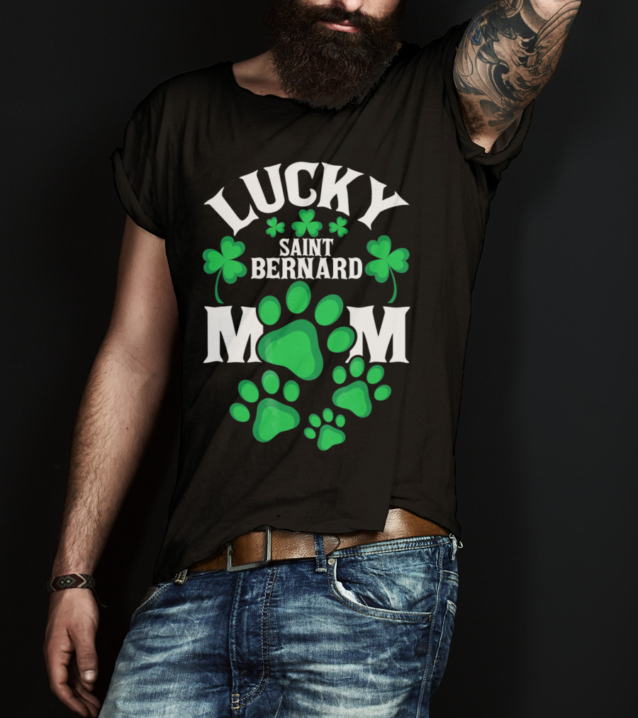 Lucky Saint Bernard Mom St. Patrick's Day T-Shirt